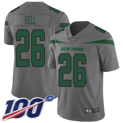 Nike Jets #26 Le'Veon Bell Gray Youth Stitched NFL Limited Inverted Legend 100th Season Jersey
