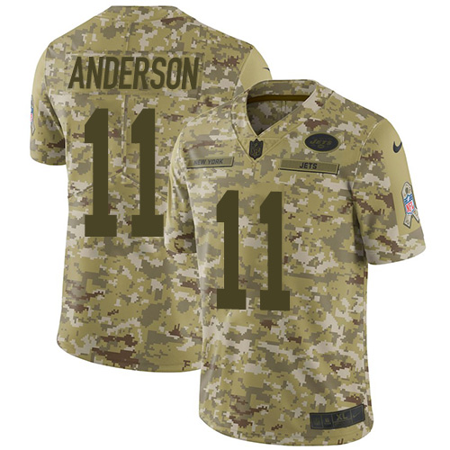Nike Jets #11 Robby Anderson Camo Youth Stitched NFL Limited 2018 Salute to Service Jersey