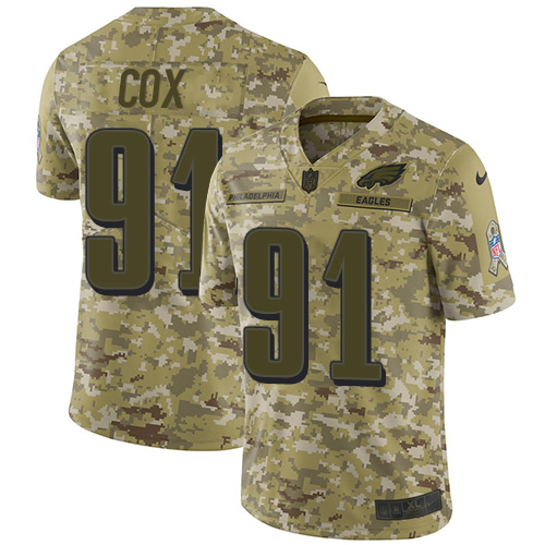 Nike Eagles #91 Fletcher Cox Camo Youth Stitched NFL Limited 2018 Salute to Service Jersey