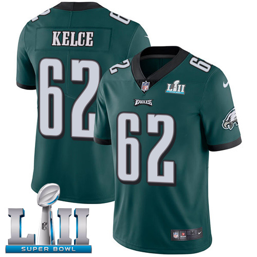 Nike Eagles #62 Jason Kelce Midnight Green Team Color Super Bowl LII Youth Stitched NFL Vapor Untouchable Limited Jersey