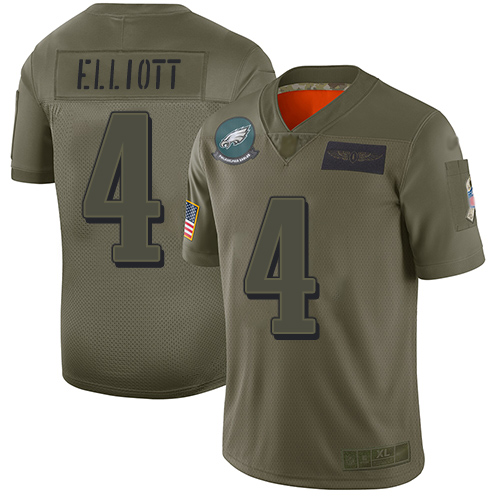 Nike Eagles #4 Jake Elliott Camo Youth Stitched NFL Limited 2019 Salute to Service Jersey