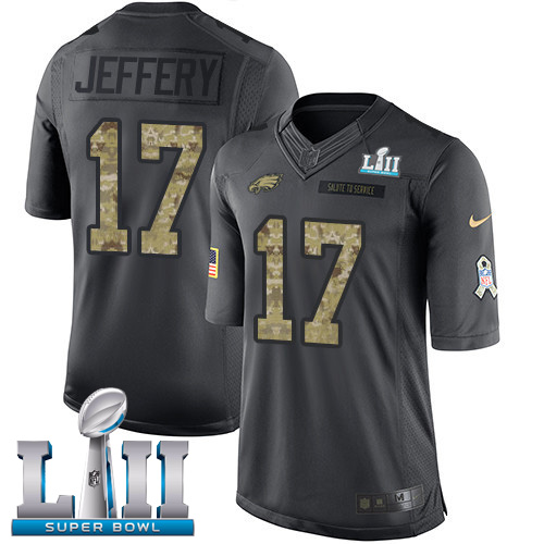 Nike Eagles #17 Alshon Jeffery Black Super Bowl LII Youth Stitched NFL Limited 2016 Salute to Service Jersey