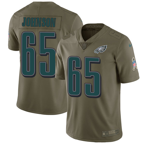 Nike Eagles #65 Lane Johnson Olive Youth Stitched NFL Limited 2017 Salute to Service Jersey