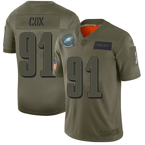 Nike Eagles #91 Fletcher Cox Camo Youth Stitched NFL Limited 2019 Salute to Service Jersey
