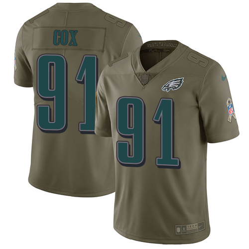 Nike Eagles #91 Fletcher Cox Olive Youth Stitched NFL Limited 2017 Salute to Service Jersey