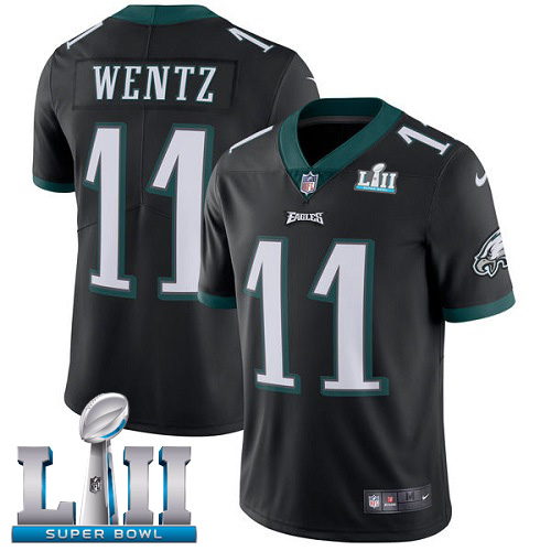 Nike Eagles #11 Carson Wentz Black Alternate Super Bowl LII Youth Stitched NFL Vapor Untouchable Limited Jersey