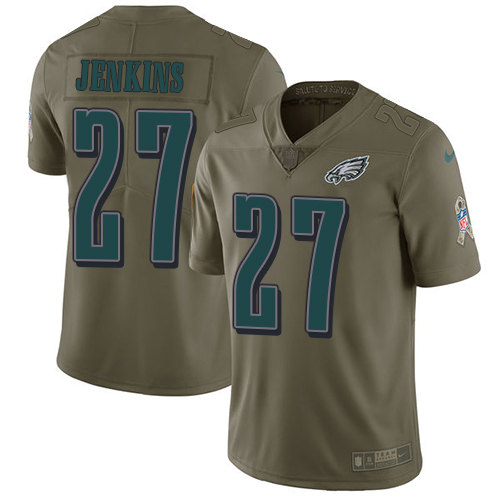 Nike Eagles #27 Malcolm Jenkins Olive Youth Stitched NFL Limited 2017 Salute to Service Jersey