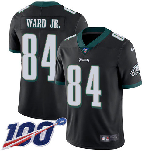 Nike Eagles #84 Greg Ward Jr. Black Alternate Youth Stitched NFL 100th Season Vapor Untouchable Limited Jersey