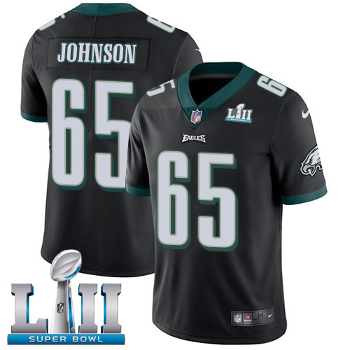 Nike Eagles #65 Lane Johnson Black Alternate Super Bowl LII Youth Stitched NFL Vapor Untouchable Limited Jersey