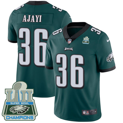 Nike Eagles #36 Jay Ajayi Midnight Green Team Color Super Bowl LII Champions Youth Stitched NFL Vapor Untouchable Limited Jersey