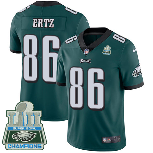 Nike Eagles #86 Zach Ertz Midnight Green Team Color Super Bowl LII Champions Youth Stitched NFL Vapor Untouchable Limited Jersey