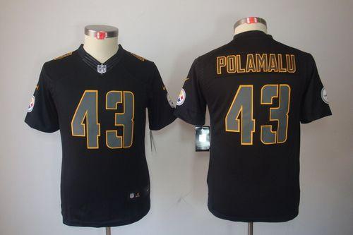 Nike Steelers #43 Troy Polamalu Black Impact Youth Stitched NFL Limited Jersey