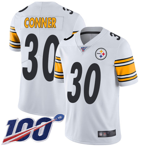 Nike Steelers #30 James Conner White Youth Stitched NFL 100th Season Vapor Limited Jersey
