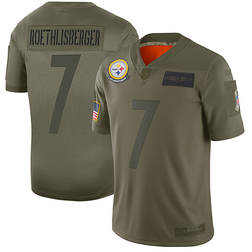 Nike Steelers #7 Ben Roethlisberger Camo Youth Stitched NFL Limited 2019 Salute to Service Jersey