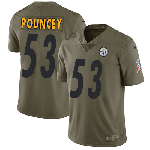 Nike Steelers #53 Maurkice Pouncey Olive Youth Stitched NFL Limited 2017 Salute to Service Jersey