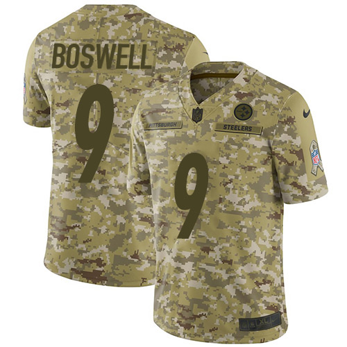 Nike Steelers #9 Chris Boswell Camo Youth Stitched NFL Limited 2018 Salute to Service Jersey