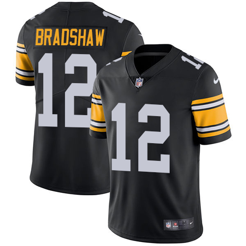 Nike Steelers #12 Terry Bradshaw Black Alternate Youth Stitched NFL Vapor Untouchable Limited Jersey