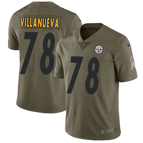 Nike Steelers #78 Alejandro Villanueva Olive Youth Stitched NFL Limited 2017 Salute to Service Jersey