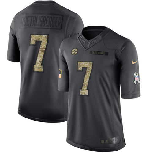 Nike Steelers #7 Ben Roethlisberger Black Youth Stitched NFL Limited 2016 Salute to Service Jersey