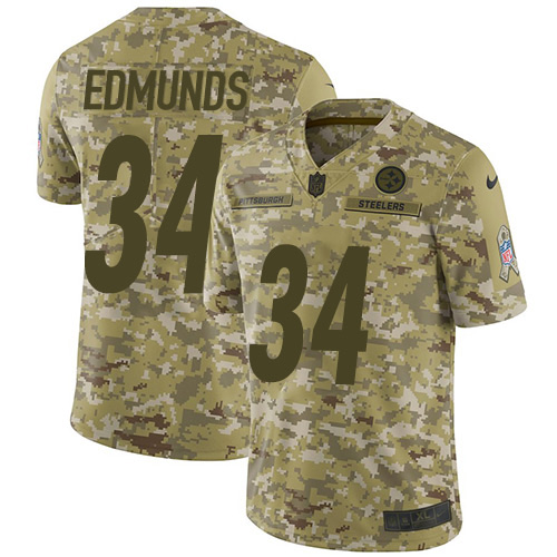 Nike Steelers #34 Terrell Edmunds Camo Youth Stitched NFL Limited 2018 Salute to Service Jersey