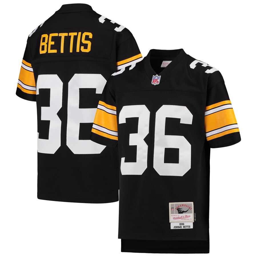 Youth Pittsburgh Steelers #36 Jerome Bettis Mitchell & Ness Black 1996 Legacy Retired Player Jersey