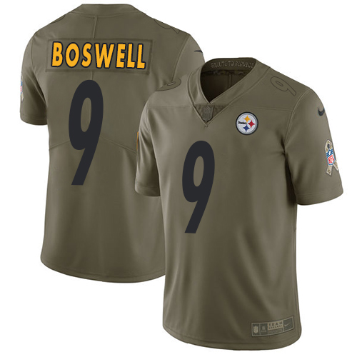 Nike Steelers #9 Chris Boswell Olive Youth Stitched NFL Limited 2017 Salute to Service Jersey