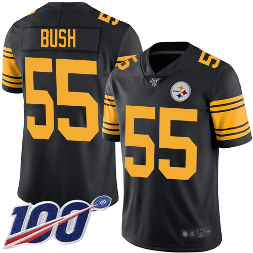 Nike Steelers #55 Devin Bush Black Youth Stitched NFL Limited Rush 100th Season Jersey