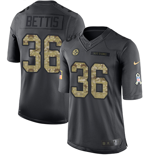 Nike Steelers #36 Jerome Bettis Black Youth Stitched NFL Limited 2016 Salute to Service Jersey