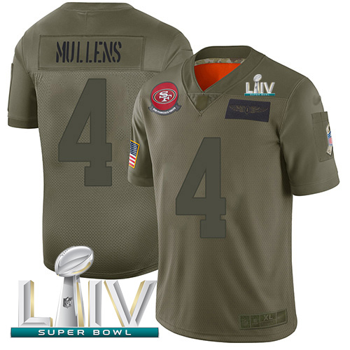 Nike 49ers #4 Nick Mullens Camo Super Bowl LIV 2020 Youth Stitched NFL Limited 2019 Salute To Service Jersey