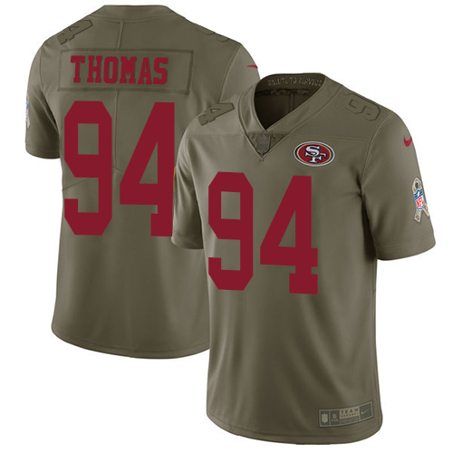 Nike 49ers #94 Solomon Thomas Olive Youth Stitched NFL Limited 2017 Salute to Service Jersey