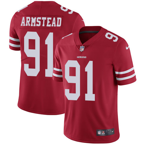 Nike 49ers #91 Arik Armstead Red Team Color Youth Stitched NFL Vapor Untouchable Limited Jersey