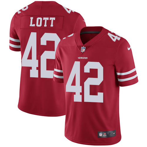 Nike 49ers #42 Ronnie Lott Red Team Color Youth Stitched NFL Vapor Untouchable Limited Jersey