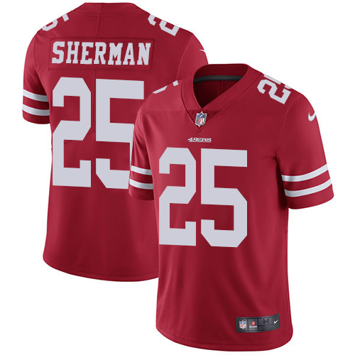 Nike 49ers #25 Richard Sherman Red Team Color Youth Stitched NFL Vapor Untouchable Limited Jersey