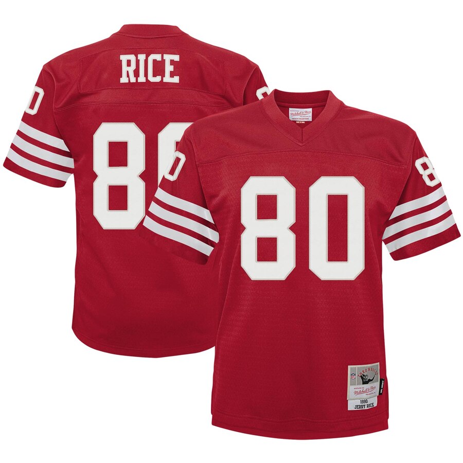 Youth San Francisco 49ers #80 Jerry Rice Mitchell & Ness Scarlet 1990 Legacy Retired Player Jersey