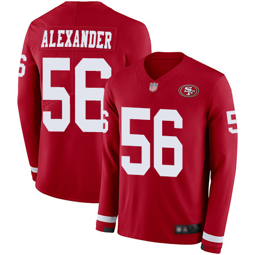 Nike 49ers #56 Kwon Alexander Red Team Color Youth Stitched NFL Limited Therma Long Sleeve Jersey