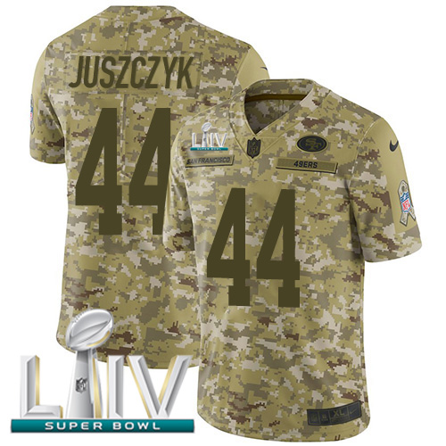 Nike 49ers #44 Kyle Juszczyk Camo Super Bowl LIV 2020 Youth Stitched NFL Limited 2018 Salute To Service Jersey