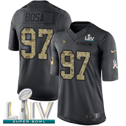 Nike 49ers #97 Nick Bosa Black Super Bowl LIV 2020 Youth Stitched NFL Limited 2016 Salute to Service Jersey