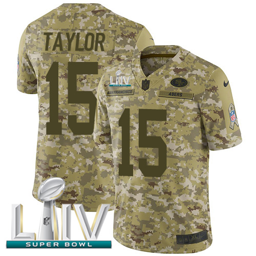 Nike 49ers #15 Trent Taylor Camo Super Bowl LIV 2020 Youth Stitched NFL Limited 2018 Salute To Service Jersey