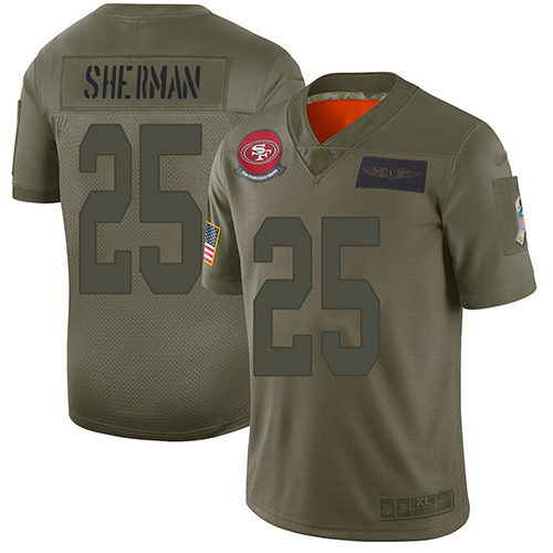 Nike 49ers #25 Richard Sherman Camo Youth Stitched NFL Limited 2019 Salute to Service Jersey
