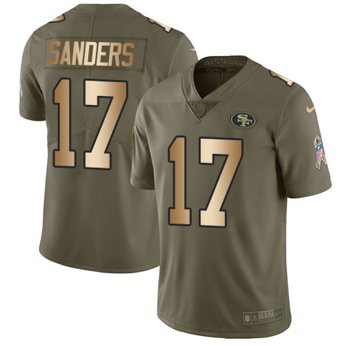 Nike 49ers #17 Emmanuel Sanders Olive/Gold Youth Stitched NFL Limited 2017 Salute to Service Jersey