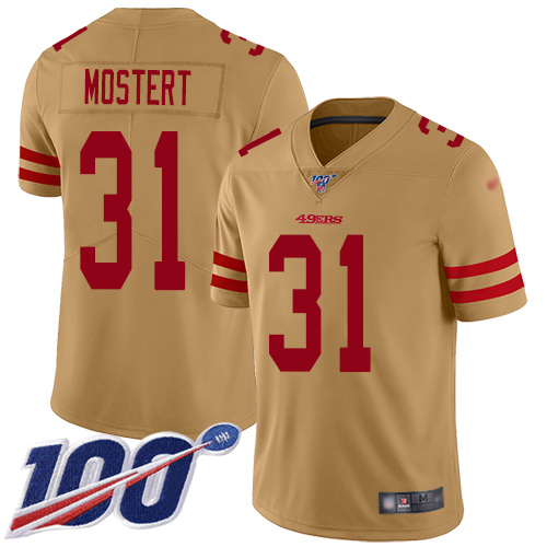 Nike 49ers #31 Raheem Mostert Gold Youth Stitched NFL Limited Inverted Legend 100th Season Jersey