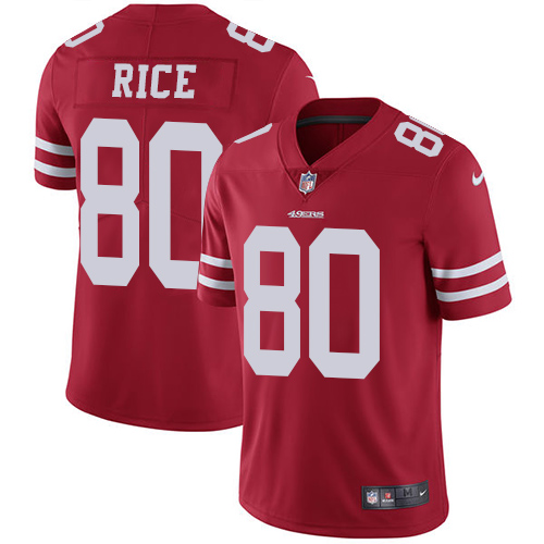 Nike 49ers #80 Jerry Rice Red Team Color Youth Stitched NFL Vapor Untouchable Limited Jersey