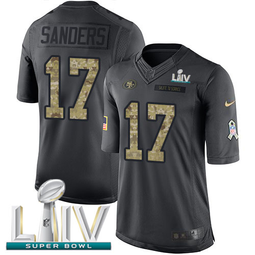 Nike 49ers #17 Emmanuel Sanders Black Super Bowl LIV 2020 Youth Stitched NFL Limited 2016 Salute to Service Jersey
