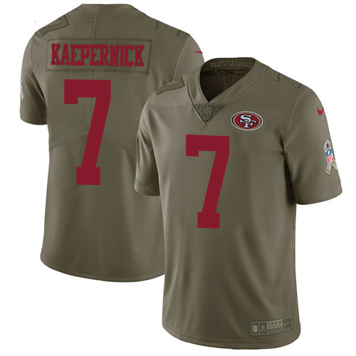 Nike 49ers #7 Colin Kaepernick Olive Youth Stitched NFL Limited 2017 Salute to Service Jersey
