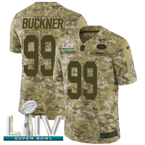 Nike 49ers #99 DeForest Buckner Camo Super Bowl LIV 2020 Youth Stitched NFL Limited 2018 Salute To Service Jersey