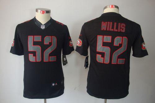 Nike 49ers #52 Patrick Willis Black Impact Youth Stitched NFL Limited Jersey