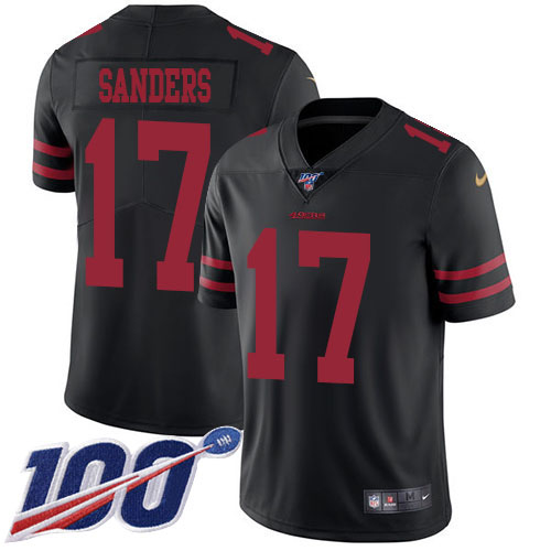 Nike 49ers #17 Emmanuel Sanders Black Alternate Youth Stitched NFL 100th Season Vapor Limited Jersey
