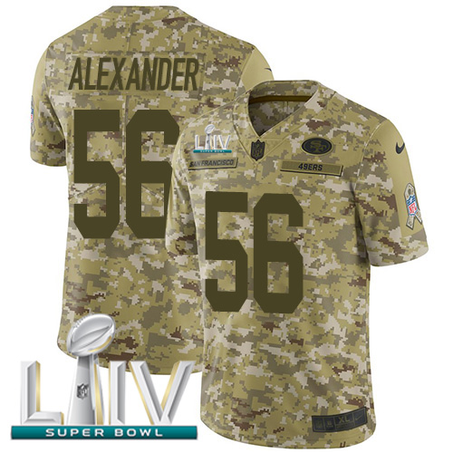 Nike 49ers #56 Kwon Alexander Camo Super Bowl LIV 2020 Youth Stitched NFL Limited 2018 Salute To Service Jersey