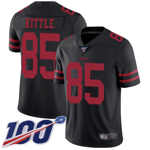 Nike 49ers #85 George Kittle Black Alternate Youth Stitched NFL 100th Season Vapor Limited Jersey