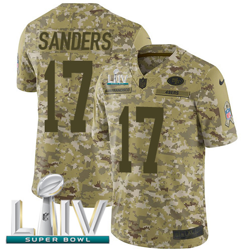 Nike 49ers #17 Emmanuel Sanders Camo Super Bowl LIV 2020 Youth Stitched NFL Limited 2018 Salute To Service Jersey